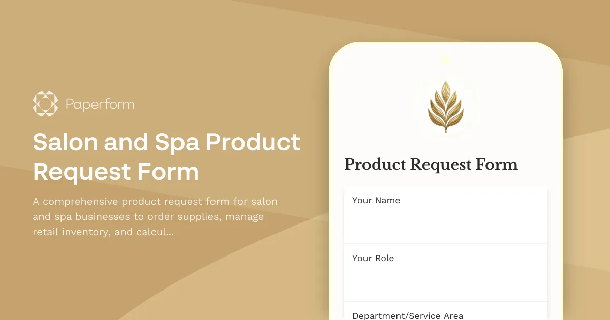 Salon and Spa Product Request Form