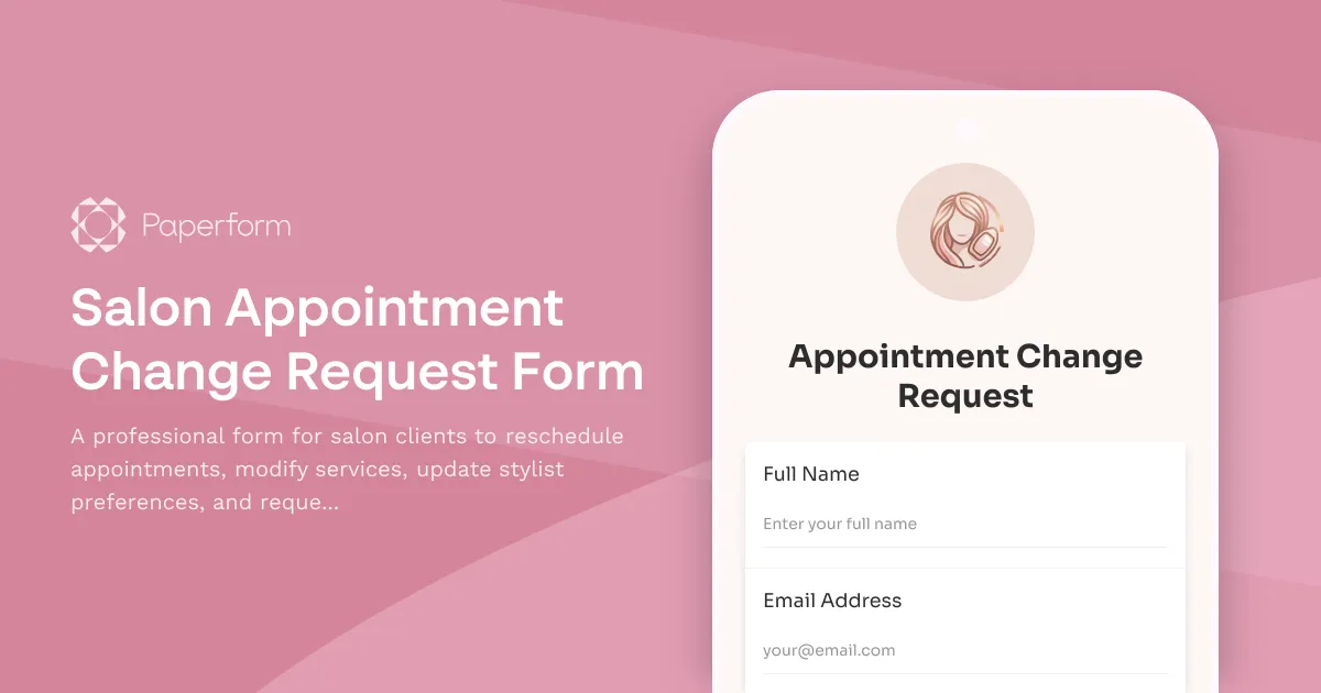 Salon Appointment Change Request Form