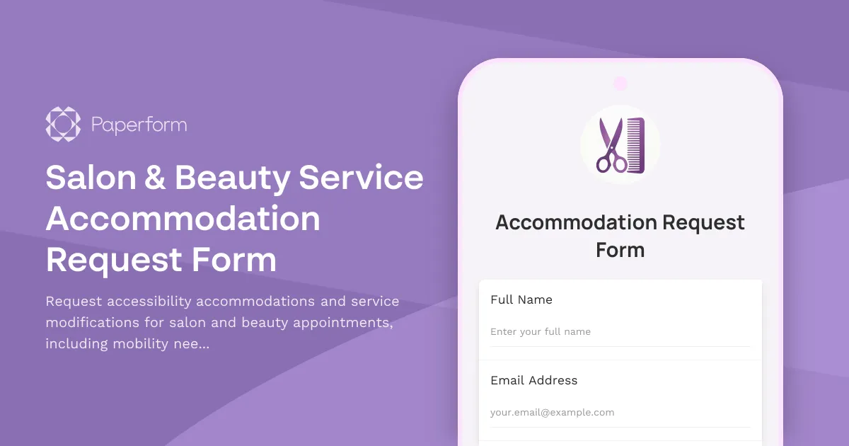 Salon & Beauty Service Accommodation Request Form