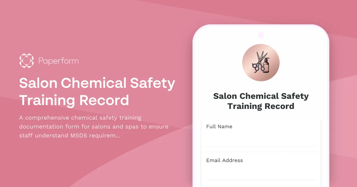 Salon Chemical Safety Training Record
