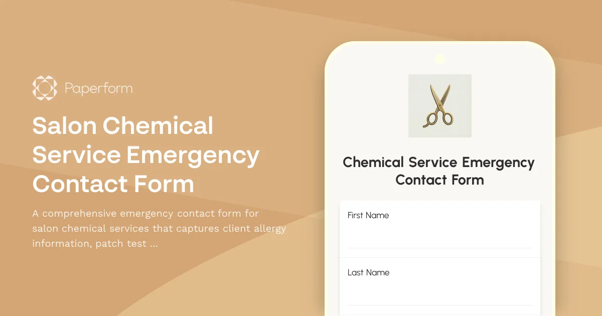 Salon Chemical Service Emergency Contact Form