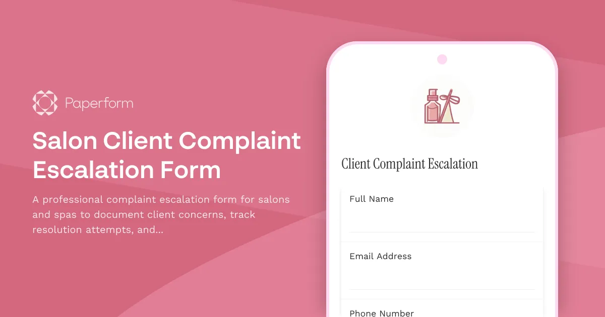 Salon Client Complaint Escalation Form