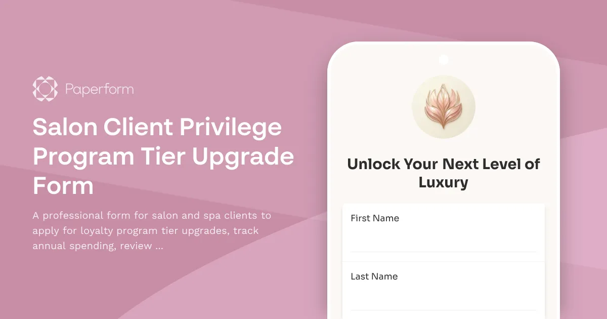 Salon Client Privilege Program Tier Upgrade Form
