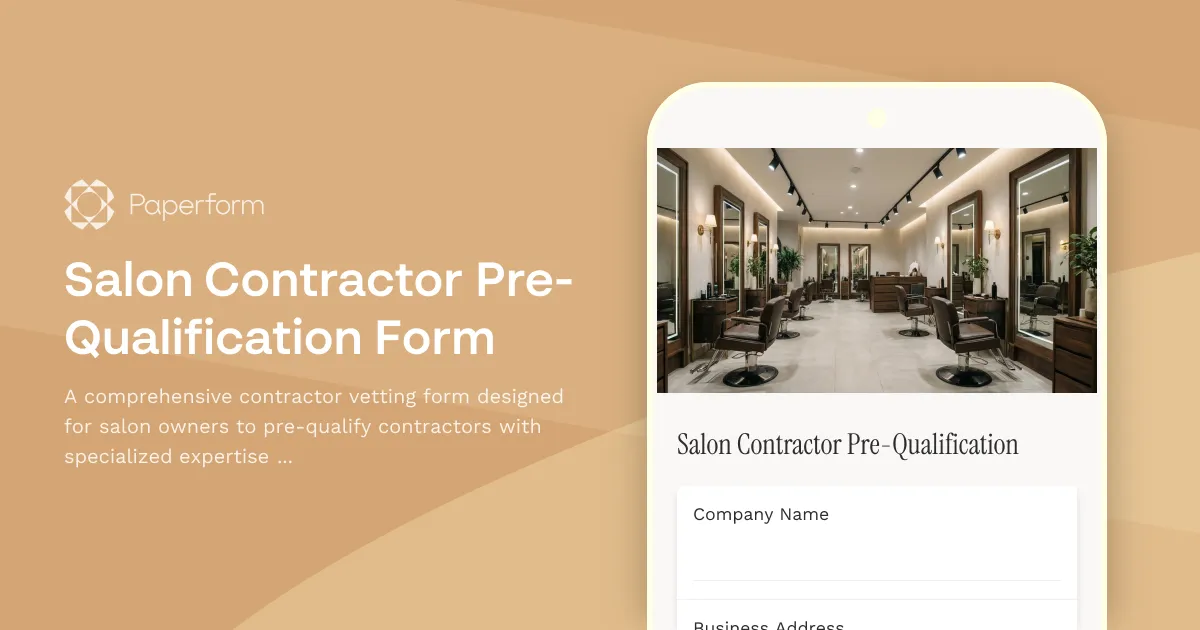 Salon Contractor Pre-Qualification Form