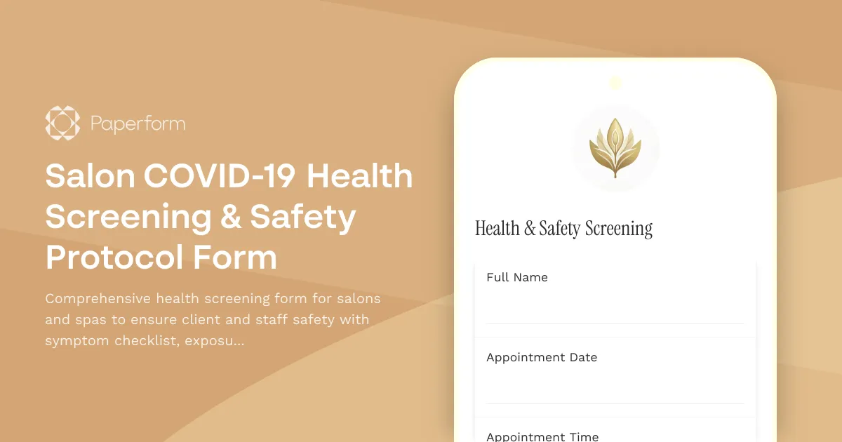 Salon COVID-19 Health Screening & Safety Protocol Form