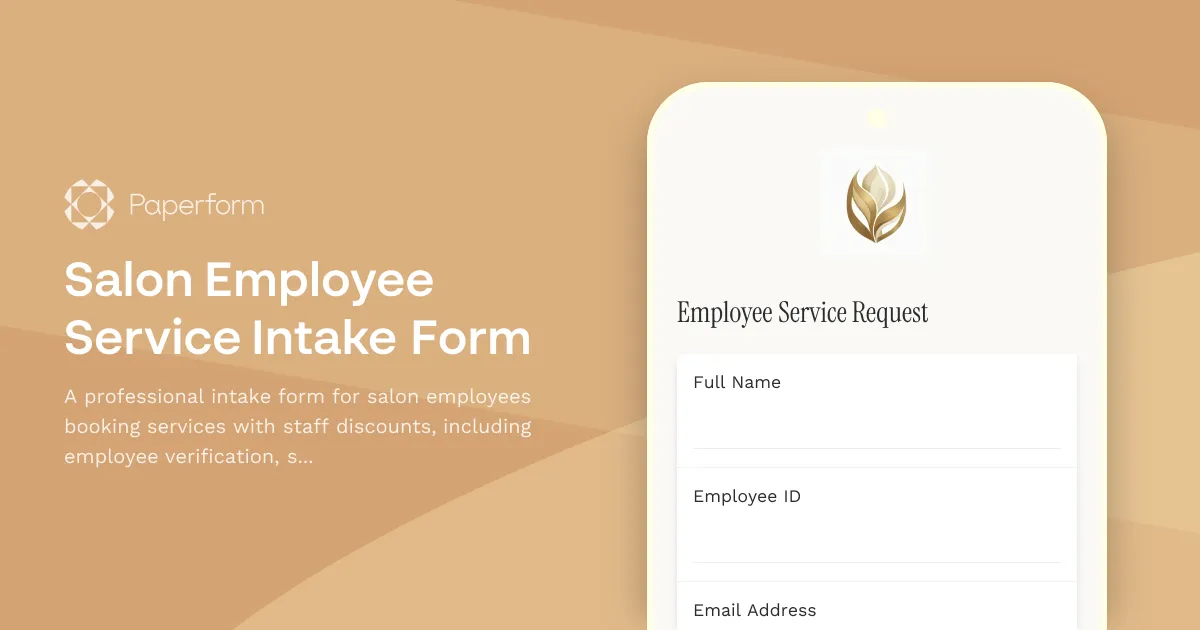 Salon Employee Service Intake Form