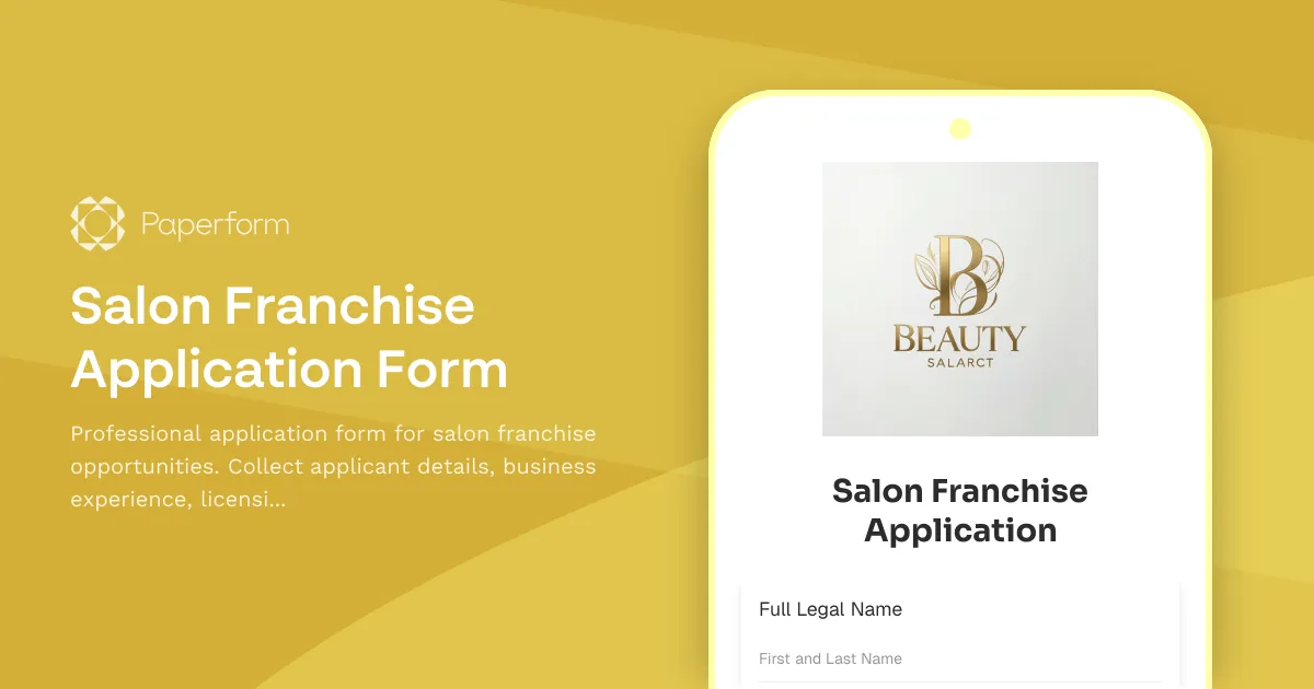 Salon Franchise Application Form
