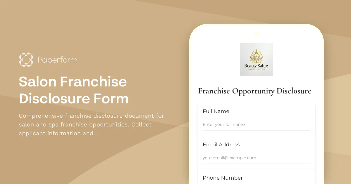Salon Franchise Disclosure Form