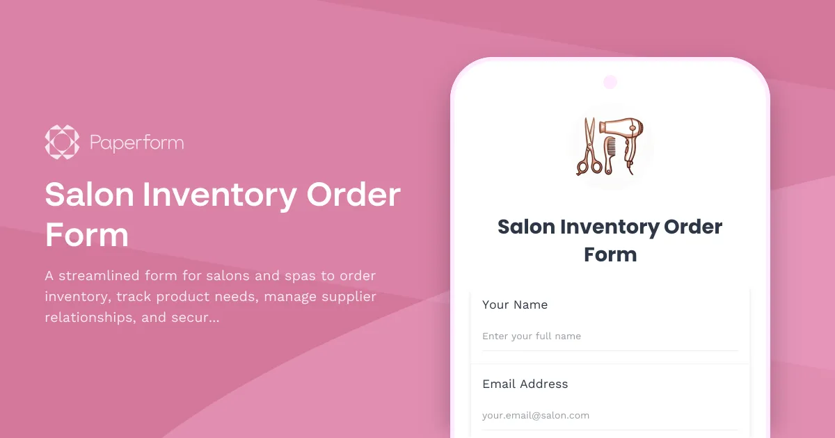 Salon Inventory Order Form