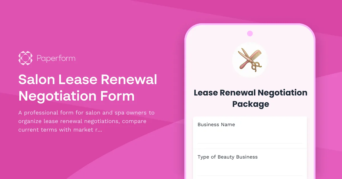 Salon Lease Renewal Negotiation Form