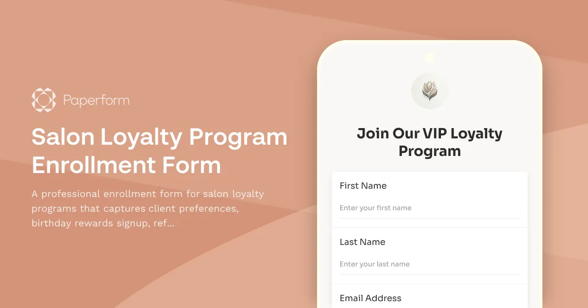 Salon Loyalty Program Enrollment Form
