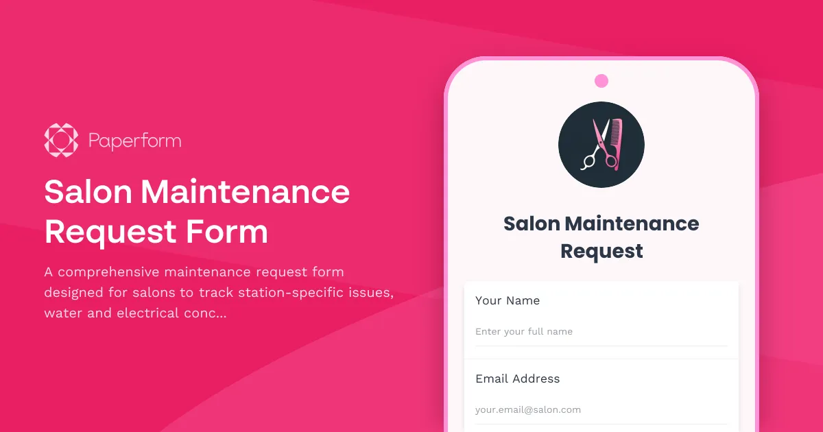 Salon Maintenance Request Form