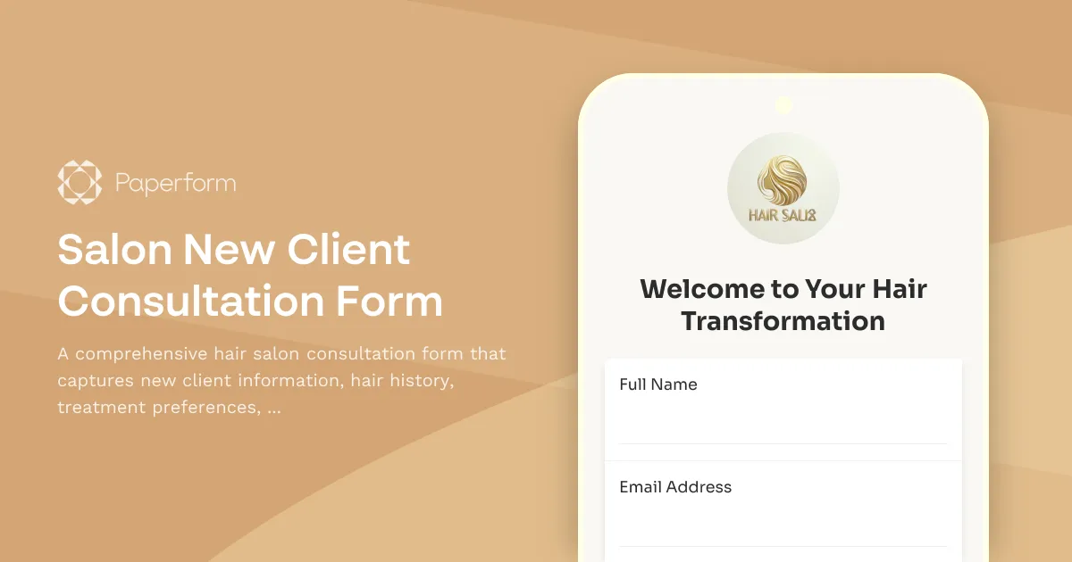Salon New Client Consultation Form