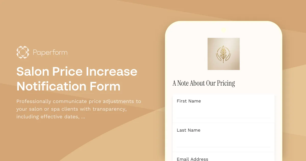 Salon Price Increase Notification Form