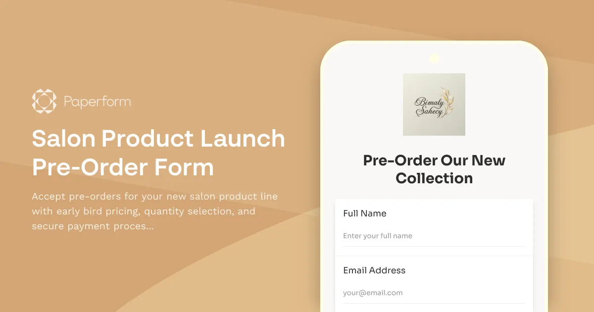 Salon Product Launch Pre-Order Form