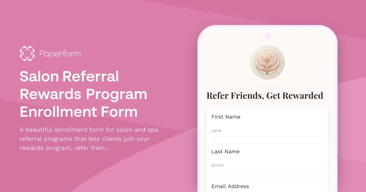 Salon Referral Rewards Program Enrollment Form