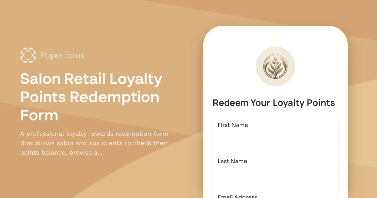 Salon Retail Loyalty Points Redemption Form
