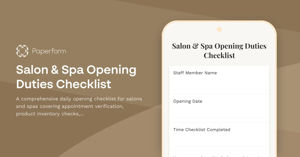 Salon & Spa Opening Duties Checklist