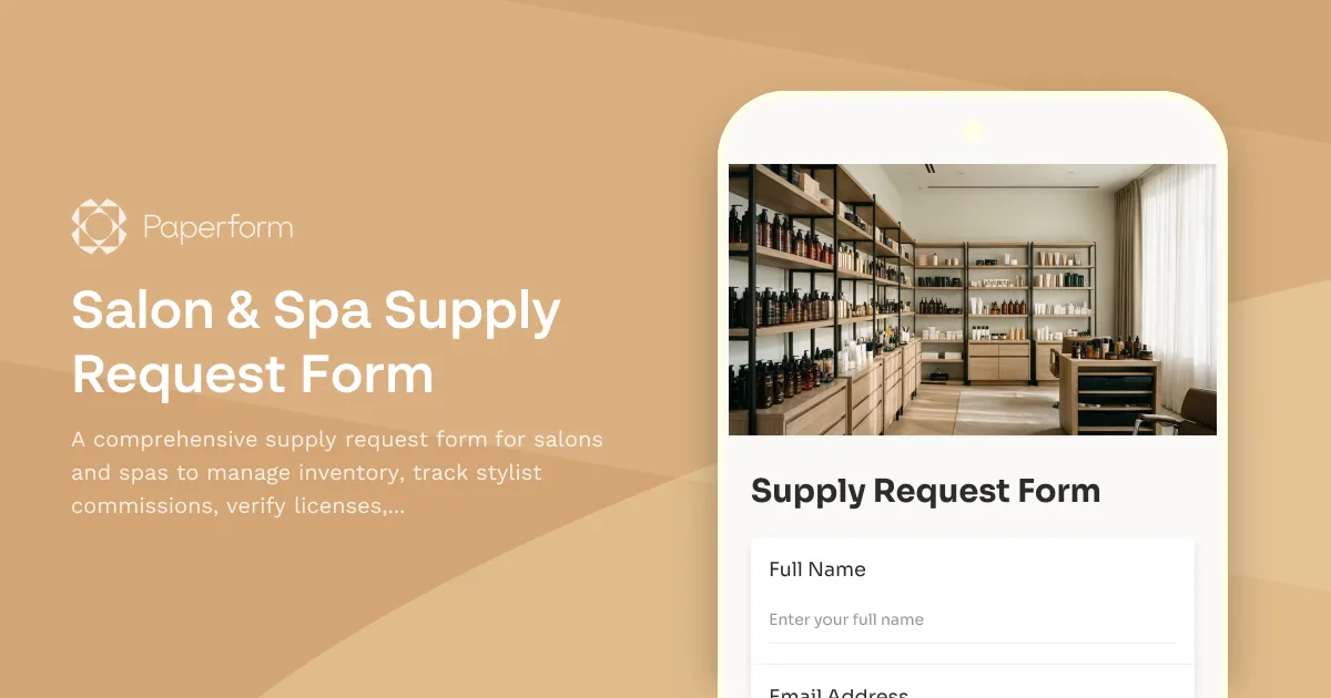 Salon & Spa Supply Request Form