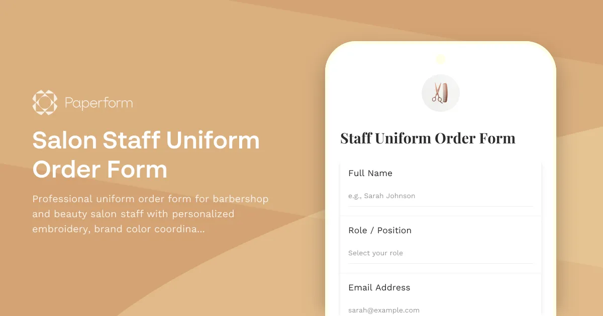 Salon Staff Uniform Order Form