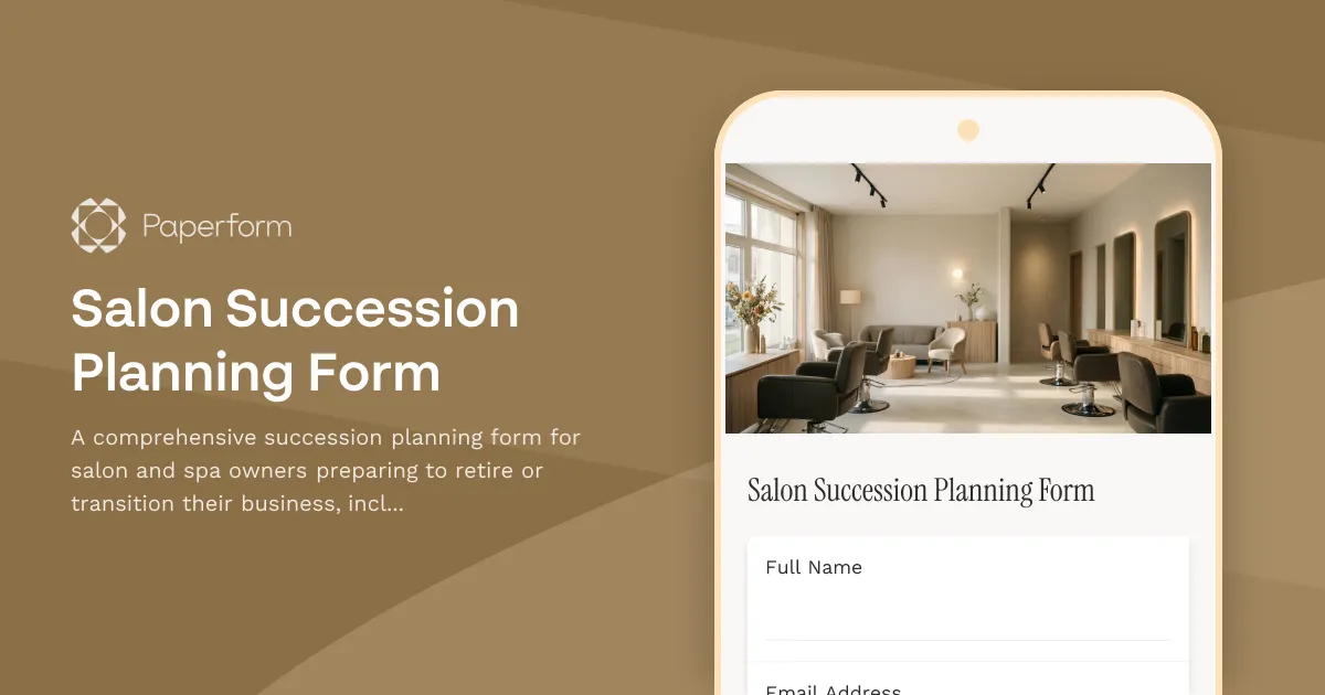 Salon Succession Planning Form