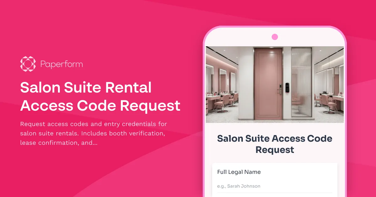 Salon Suite Rental Access Code Request