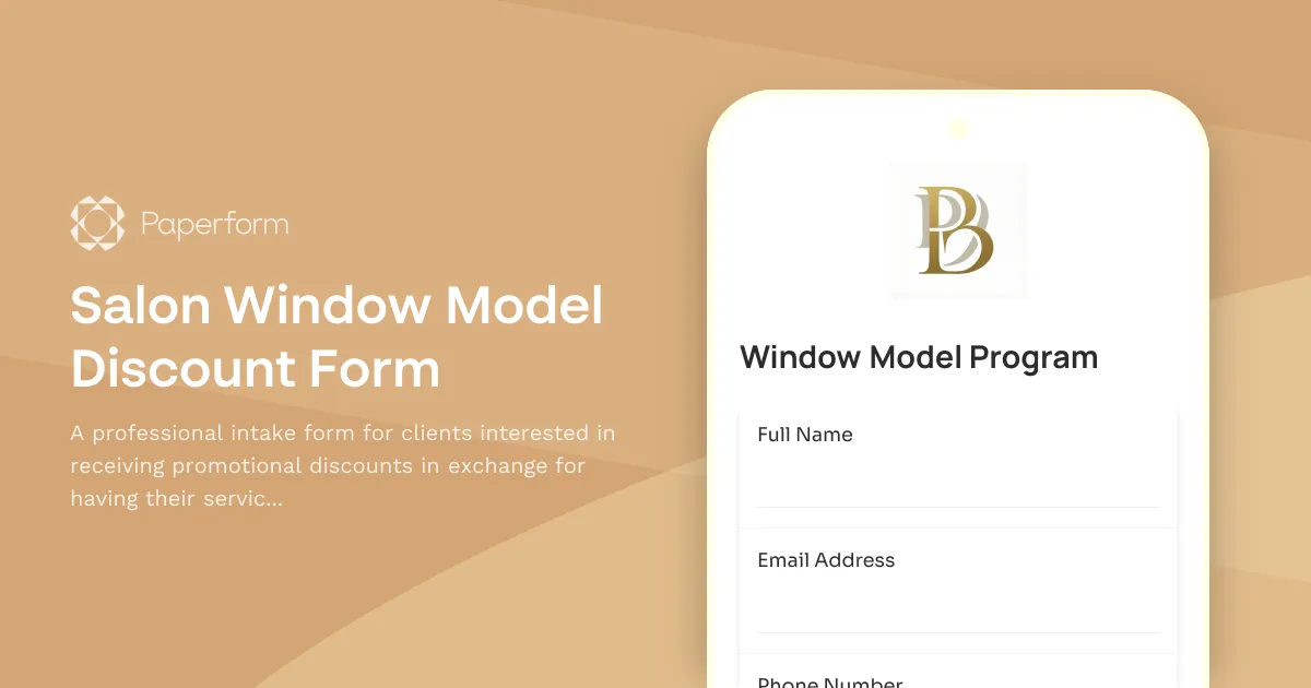 Salon Window Model Discount Form