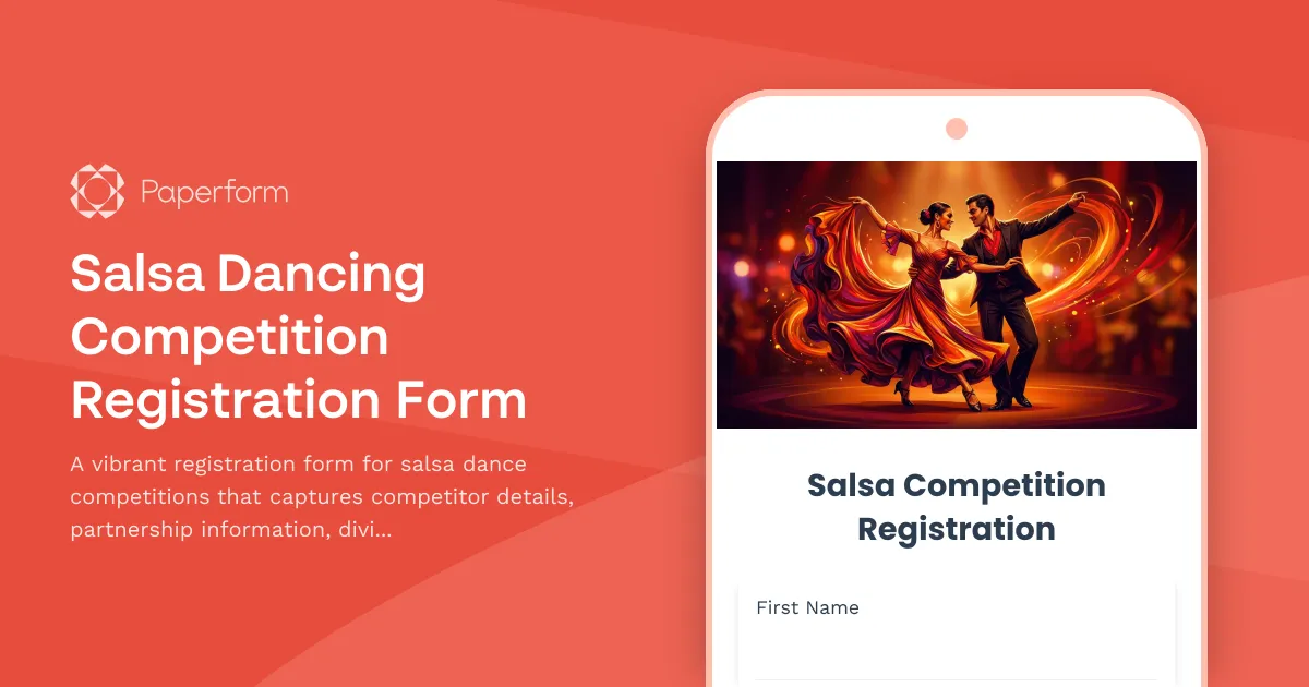 Salsa Dancing Competition Registration Form