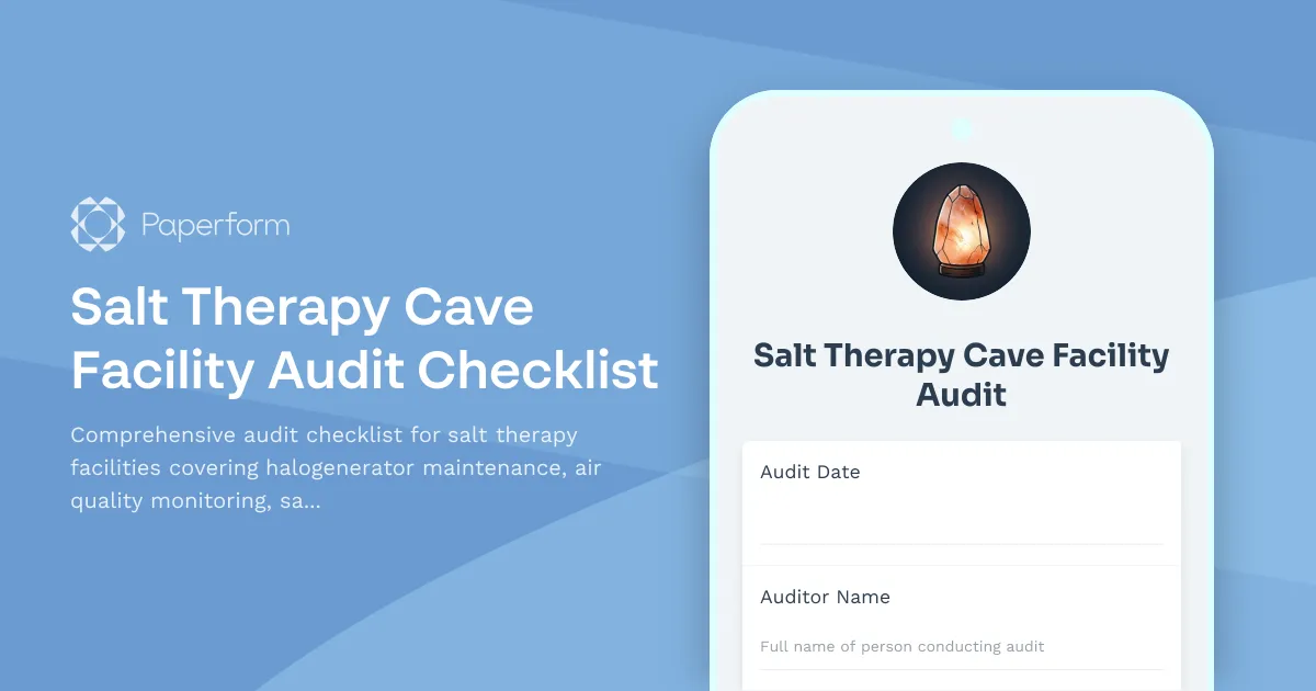 Salt Therapy Cave Facility Audit Checklist