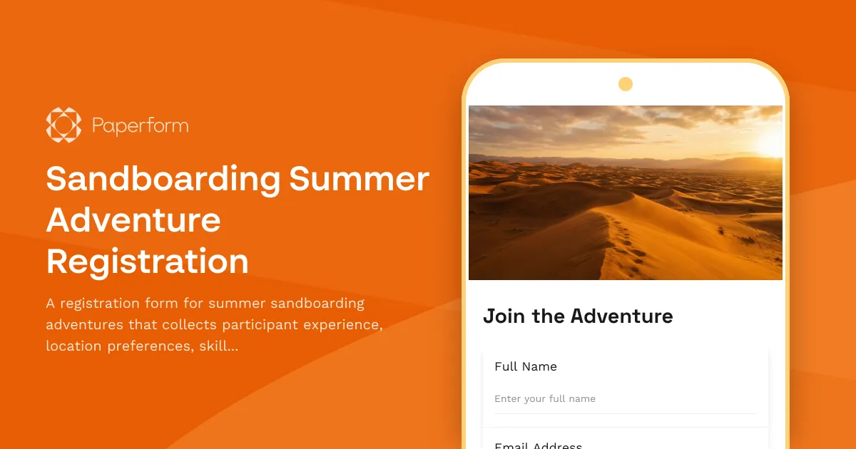 Sandboarding Summer Adventure Registration