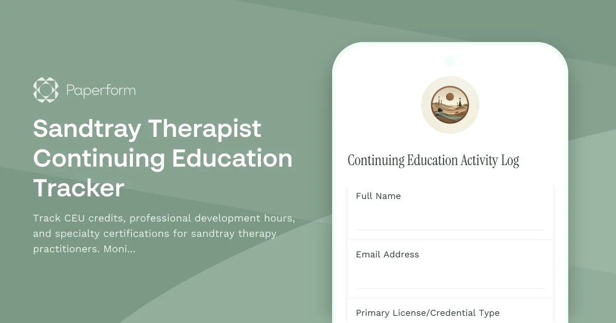 Sandtray Therapist Continuing Education Tracker