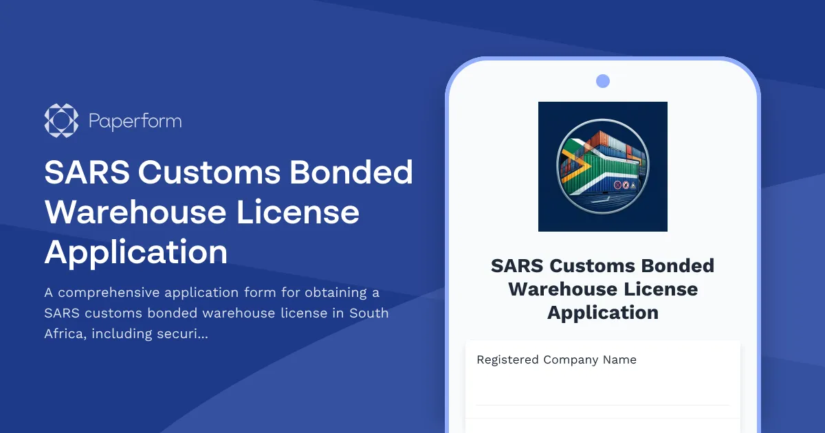 SARS Customs Bonded Warehouse License Application