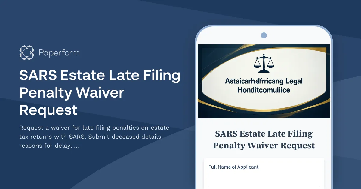 SARS Estate Late Filing Penalty Waiver Request