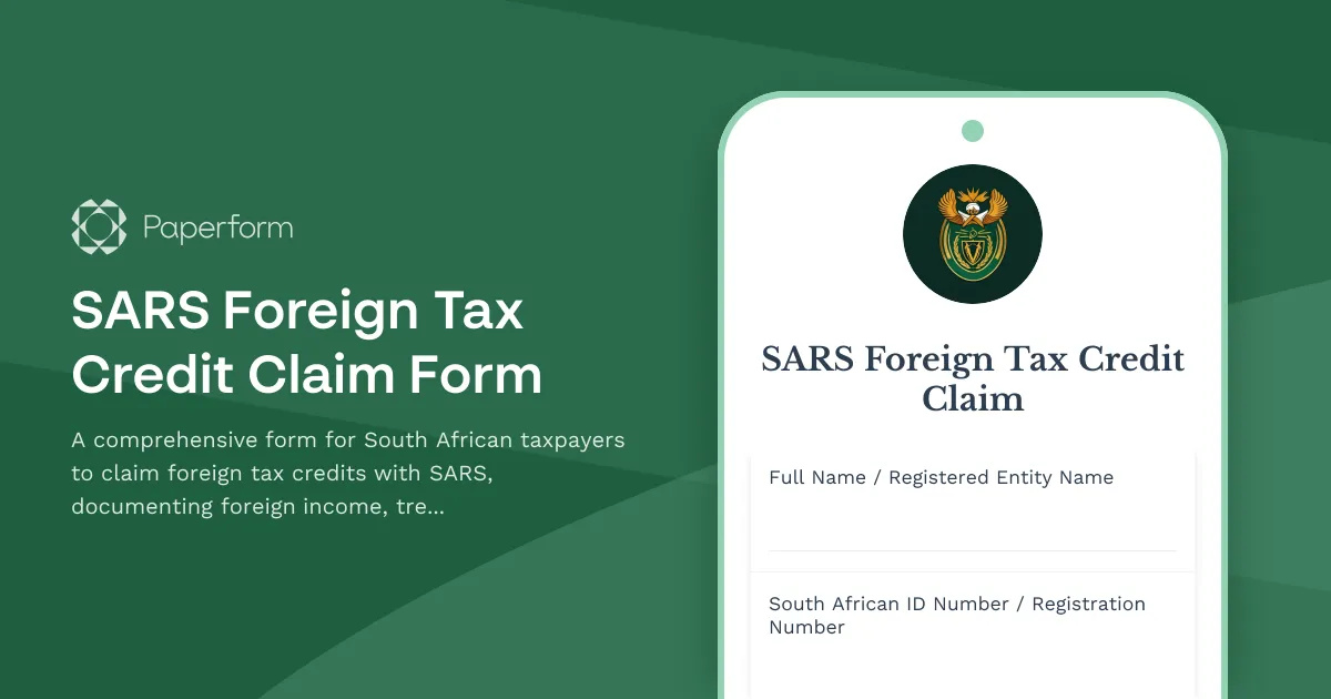 SARS Foreign Tax Credit Claim Form