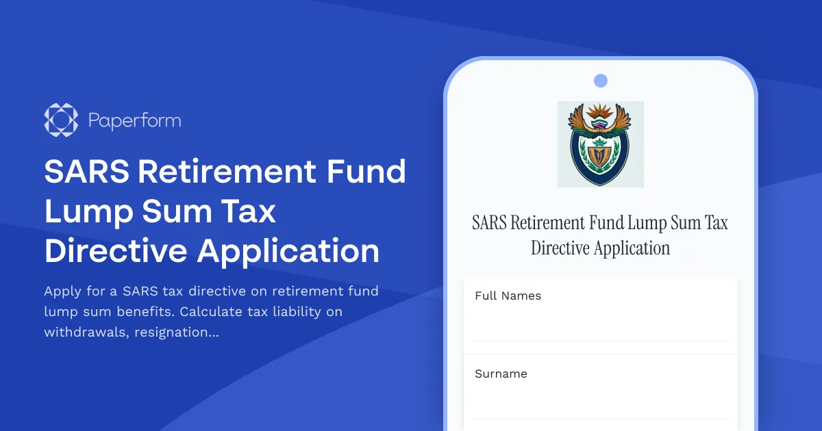 SARS Retirement Fund Lump Sum Tax Directive Application