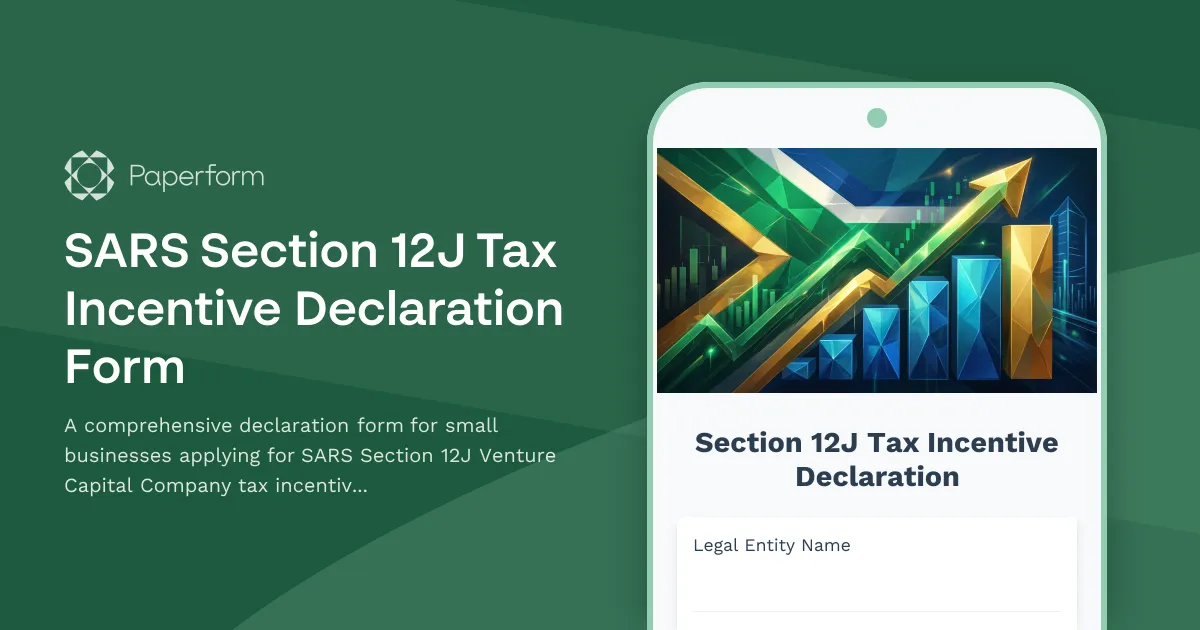 SARS Section 12J Tax Incentive Declaration Form