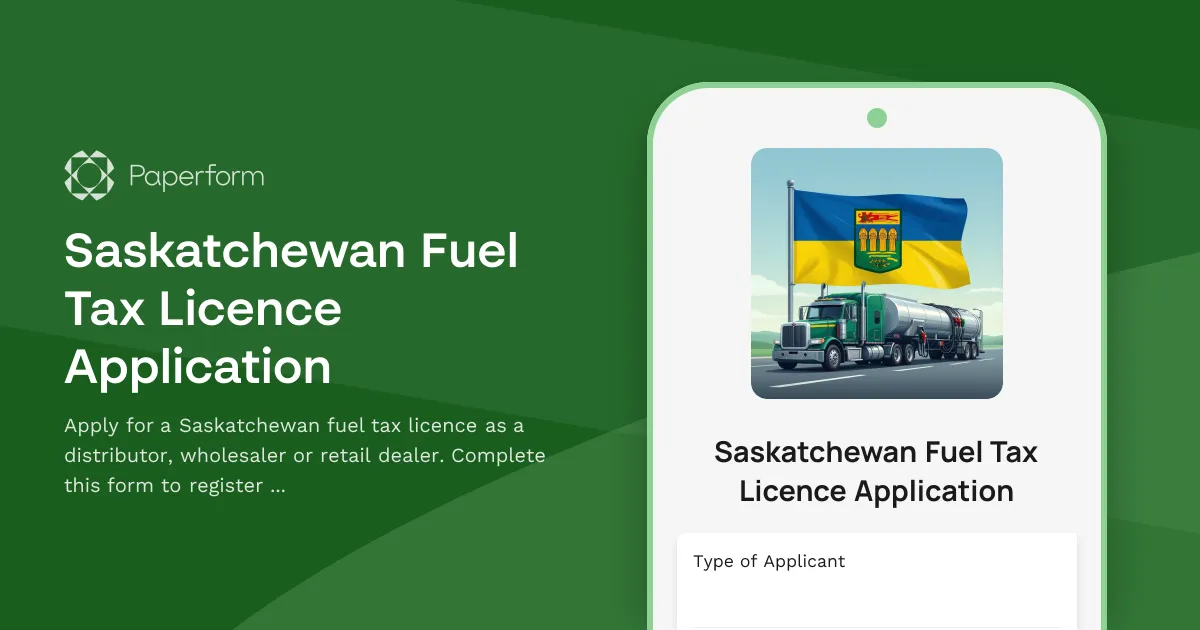Saskatchewan Fuel Tax Licence Application