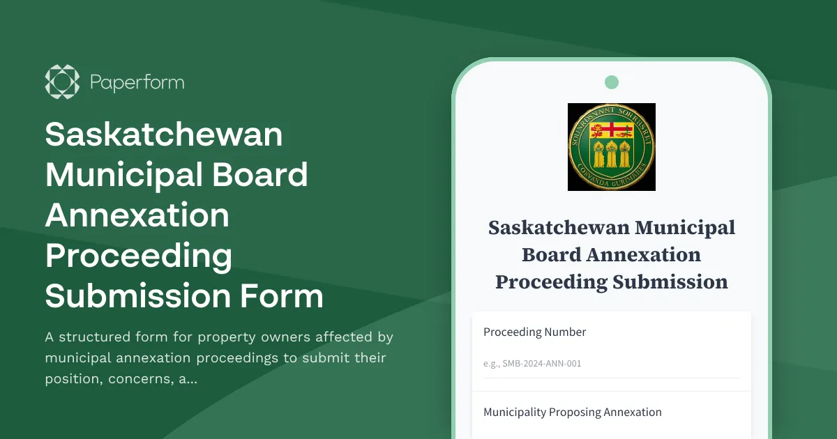 Saskatchewan Municipal Board Annexation Proceeding Submission Form