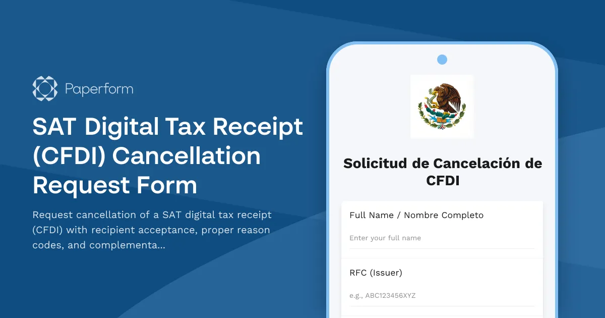 SAT Digital Tax Receipt (CFDI) Cancellation Request Form