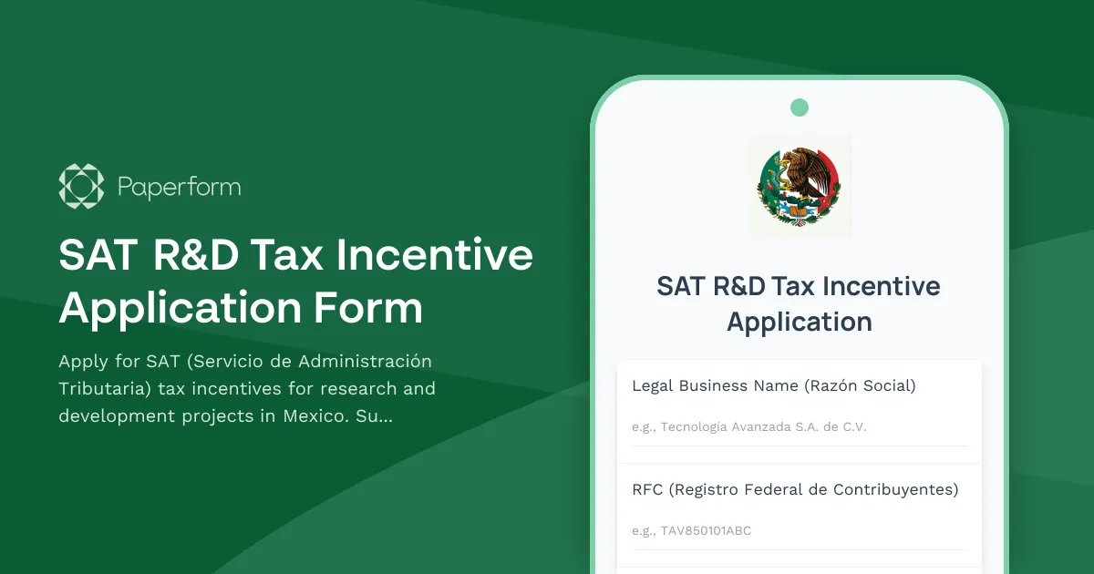 SAT R&D Tax Incentive Application Form