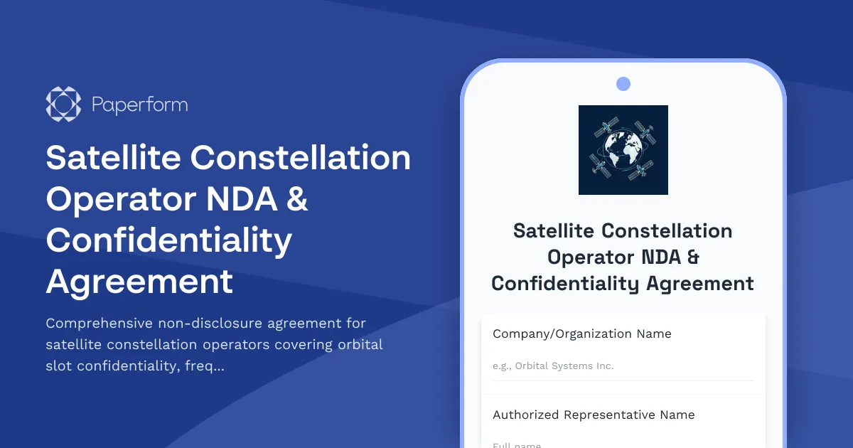 Satellite Constellation Operator NDA & Confidentiality Agreement