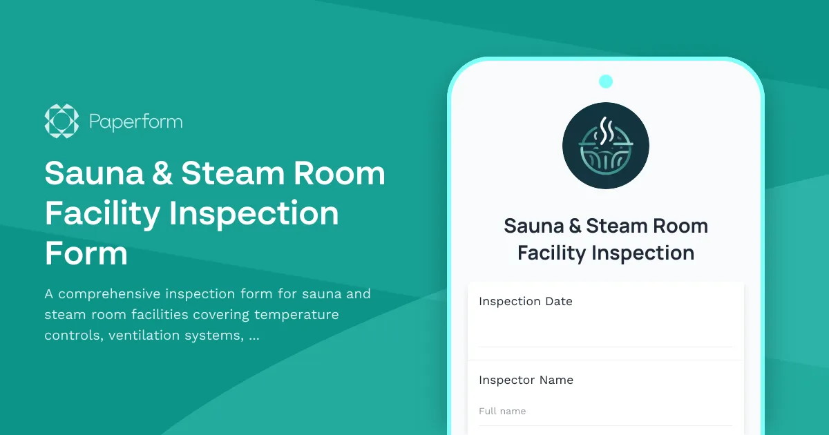 Sauna & Steam Room Facility Inspection Form