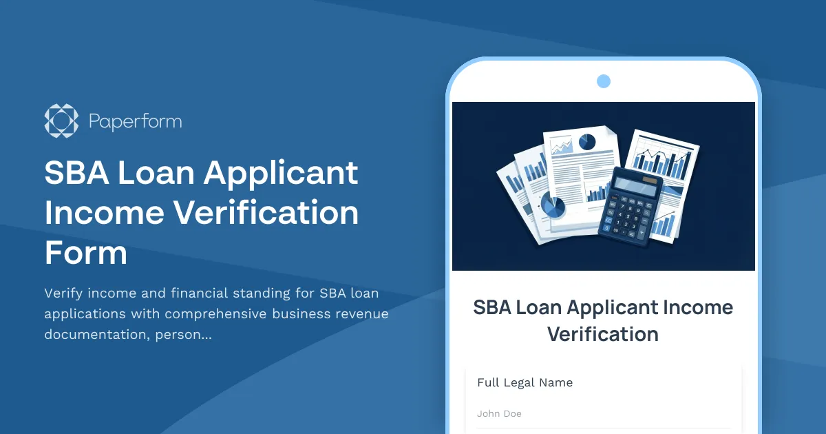 SBA Loan Applicant Income Verification Form