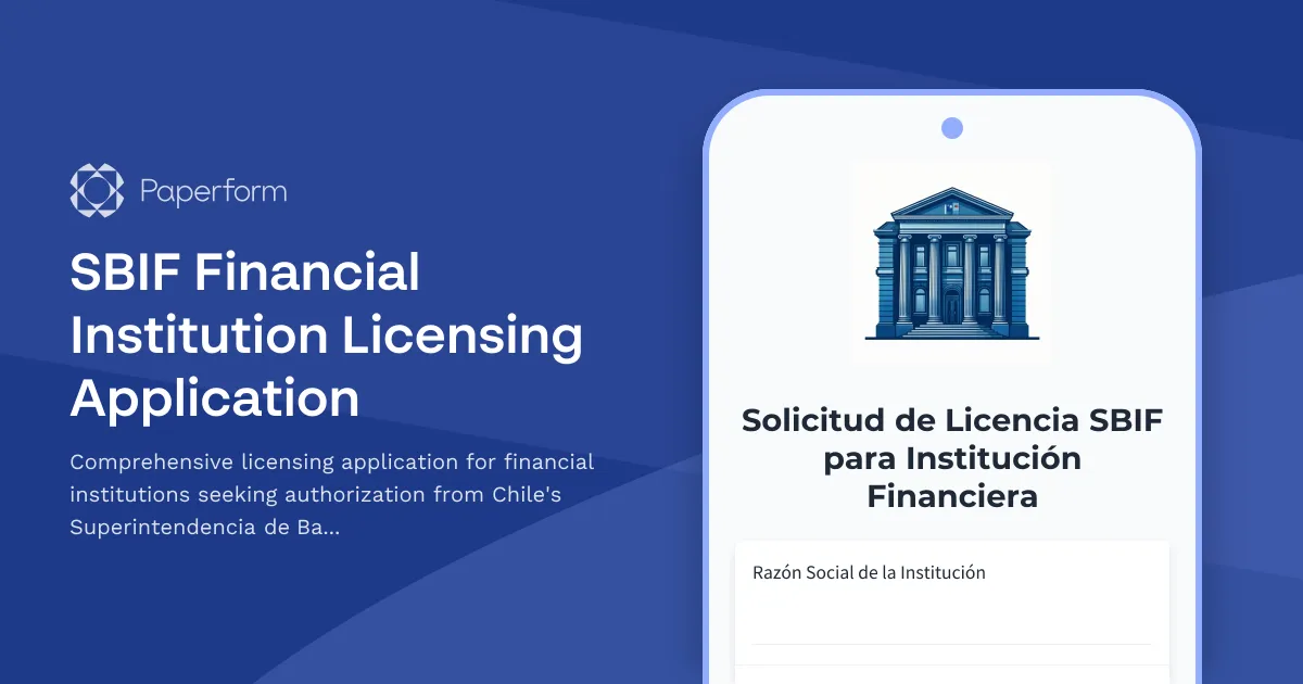 SBIF Financial Institution Licensing Application