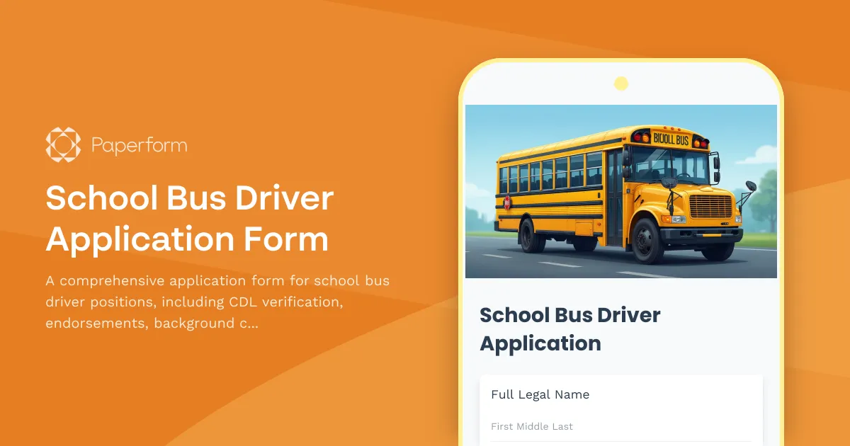 School Bus Driver Application Form