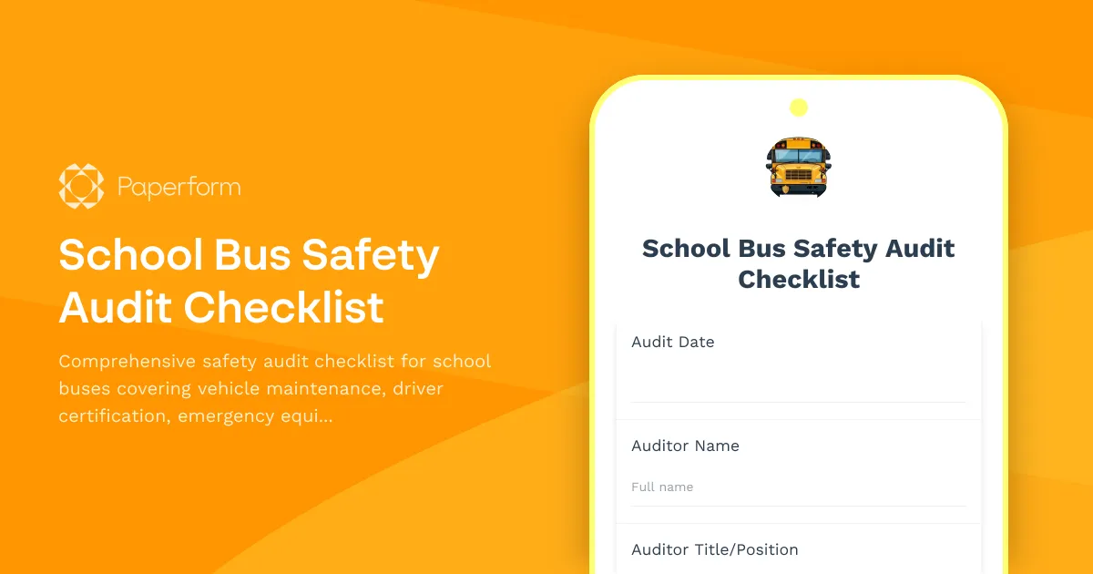 School Bus Safety Audit Checklist