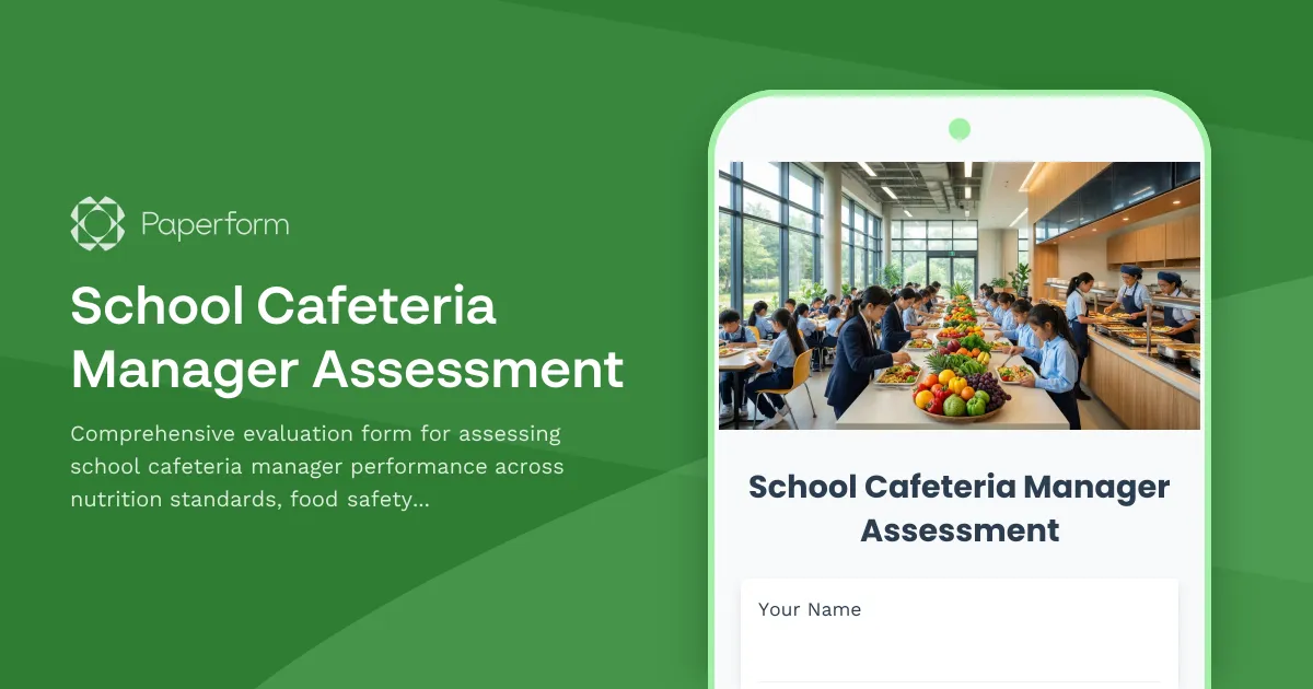 School Cafeteria Manager Assessment