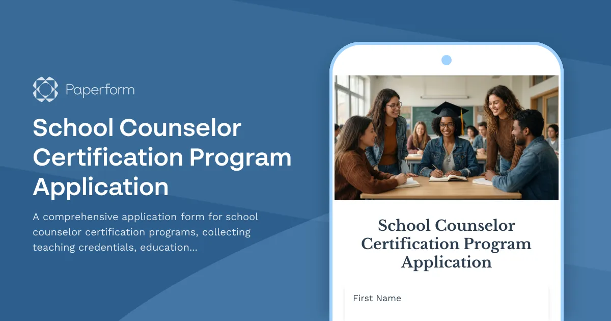 School Counselor Certification Program Application