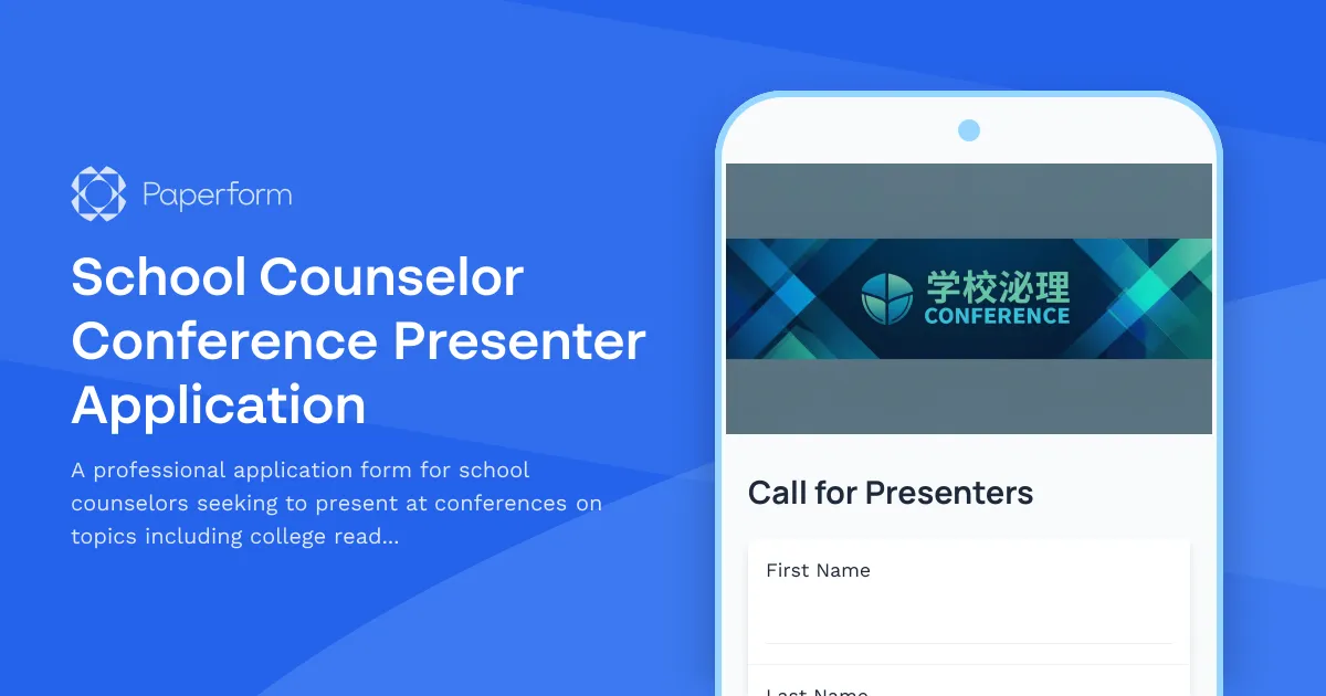 School Counselor Conference Presenter Application