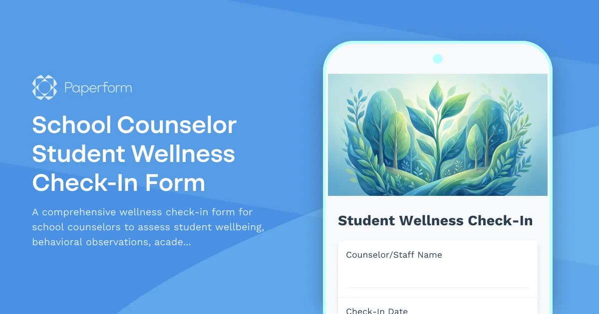 School Counselor Student Wellness Check-In Form